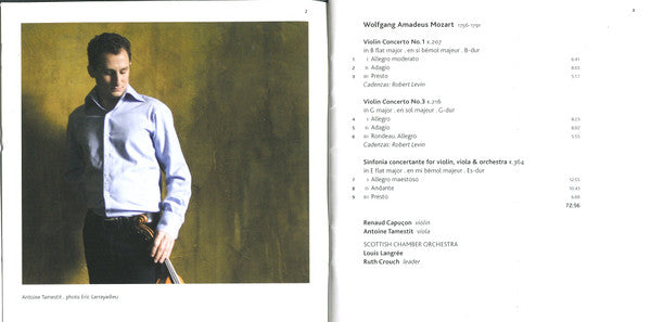 Renaud Capuçon / Antoine Tamestit / Scottish Chamber Orchestra / Louis Langrée - Mozart* : Violin Concertos Nos. 1 & 3 / Sinfonia Concertante (CD, Album, RE)