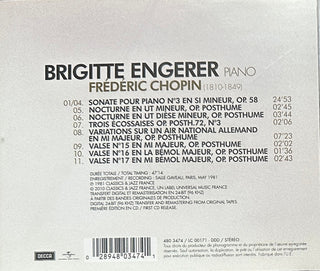 Frédéric Chopin - Brigitte Engerer : Sonate N°3 • Nocturnes • Écossaises • Variations Valses (CD)