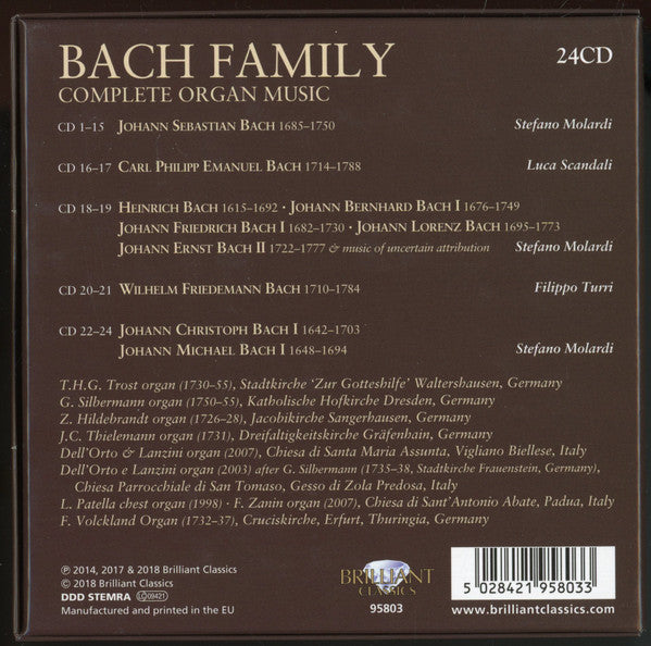 Various : Bach Family - Complete Organ Music (24xCD, Comp, RE + Box)