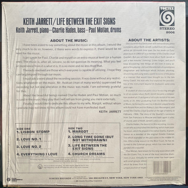 Keith Jarrett : Life Between The Exit Signs (LP, Album, RE, RP)