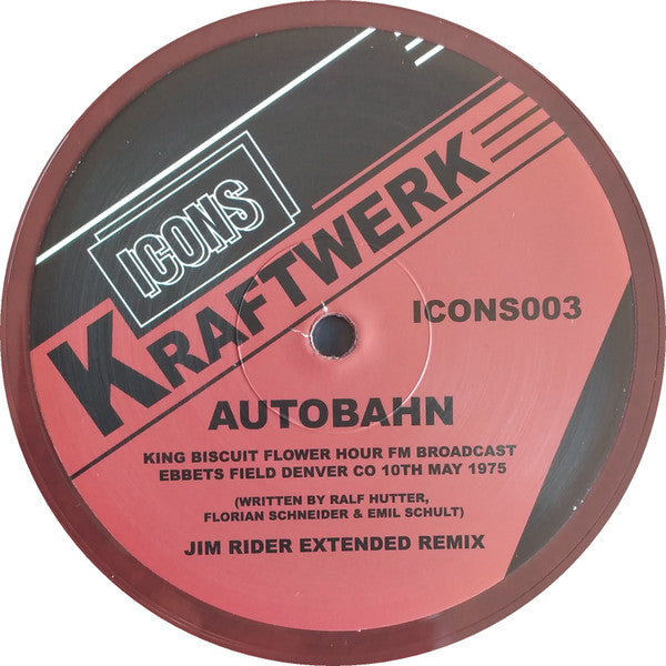 Kraftwerk : Autobahn (Jim Rider Remixes) (12", Maxi, Ltd, Unofficial, Red)