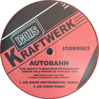 Kraftwerk : Autobahn (Jim Rider Remixes) (12", Maxi, Ltd, Unofficial, Red)