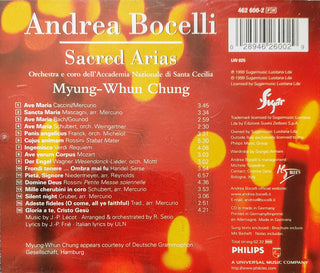 Andrea Bocelli, Orchestra dell'Accademia Nazionale di Santa Cecilia E Coro dell'Accademia Nazionale di Santa Cecilia, Myung-Whun Chung : Sacred Arias (CD, Album)