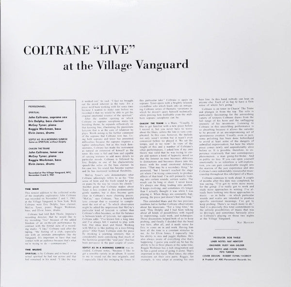 John Coltrane : "Live" At The Village Vanguard (LP, Album, RE, Gat)