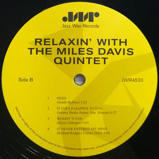 The Miles Davis Quintet : Relaxin' With The Miles Davis Quintet (LP, Album, Ltd, RE, RM, 180)