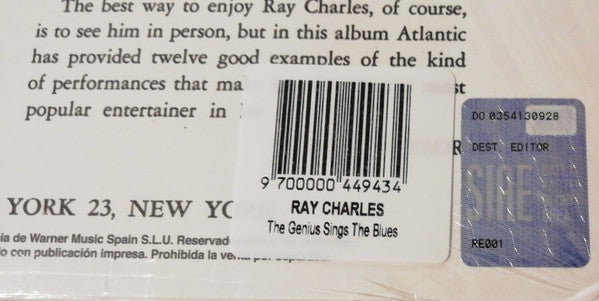 Ray Charles : The Genius Sings The Blues (LP, Album, RE)