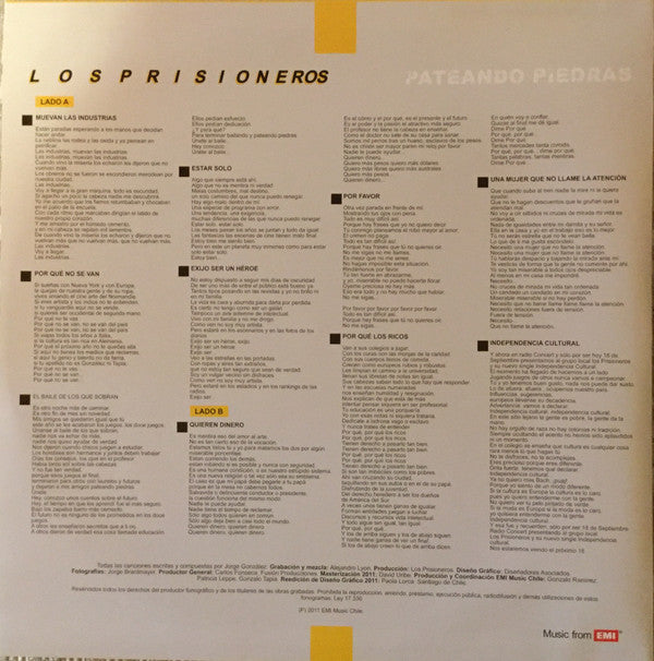 Los Prisioneros : Pateando Piedras (LP, Album, RM)