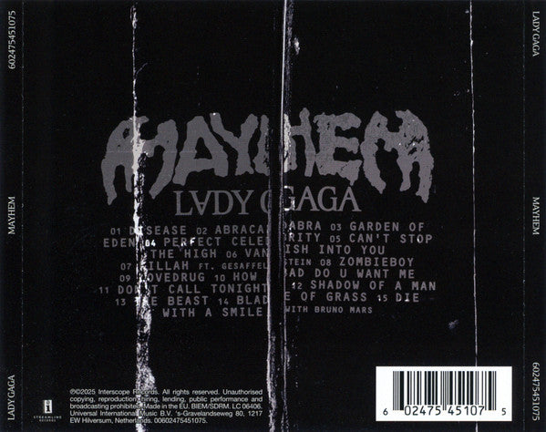 Lady Gaga : Mayhem (CD, Album, Alt)