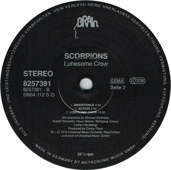 Scorpions : Lonesome Crow (LP, Album, RE)