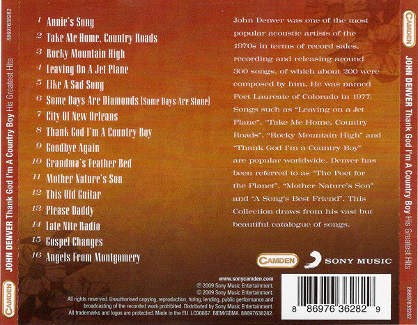 John Denver : Thank God I'm A Country Boy (His Greatest Hits) (CD, Comp)