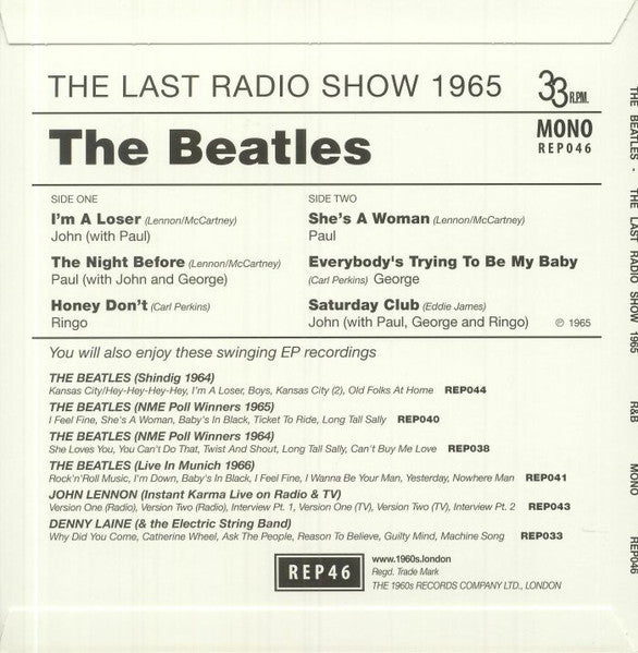 The Beatles : The Last Radio Show 1965 (7", EP, Mono, RP, Unofficial)