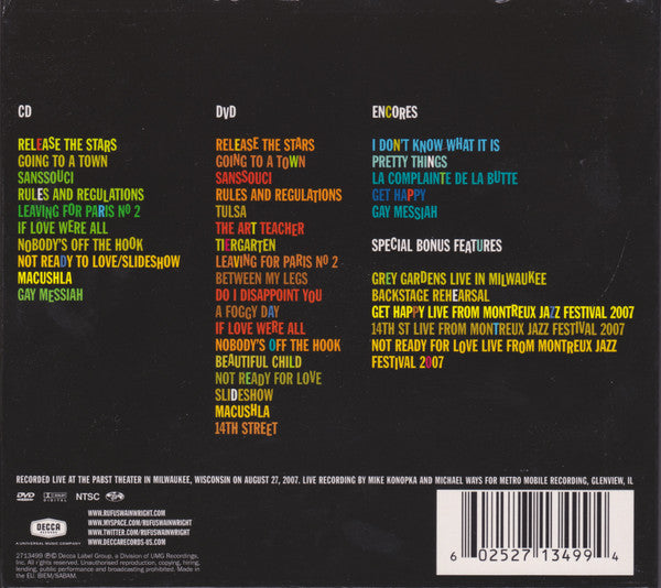 Rufus Wainwright : Milwaukee At Last!!! (CD, Album + DVD-V, NTSC, Reg + Dlx)