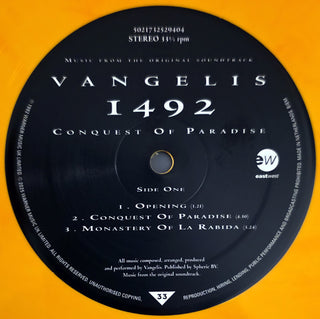 Vangelis : 1492 - Conquest Of Paradise (Music From The Original Soundtrack) (2xLP, Album, Ltd, RE, Yel)