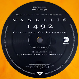Vangelis : 1492 - Conquest Of Paradise (Music From The Original Soundtrack) (2xLP, Album, Ltd, RE, Yel)