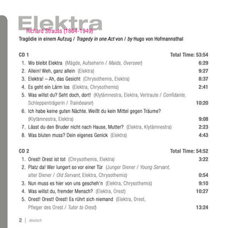 Richard Strauss - Erna Schlüter · Gusta Hammer · Annelies Kupper · Robert Hager (3) · Eugen Jochum : Elektra (2xCD, Mono, RM)