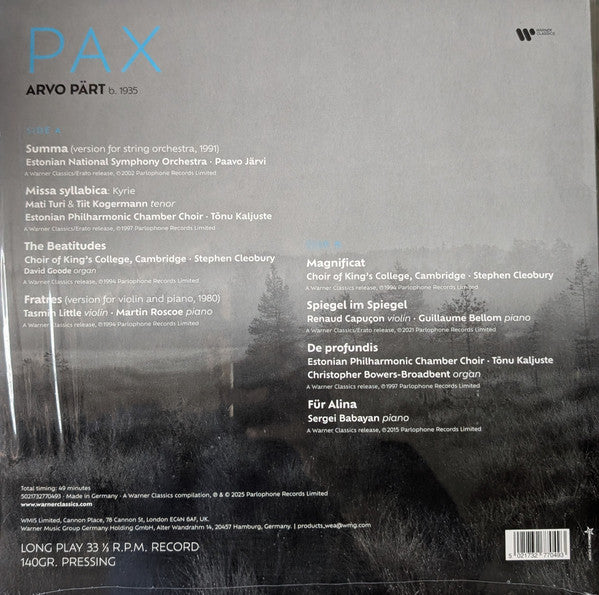 Arvo Pärt : Pax (LP, Comp, 140)
