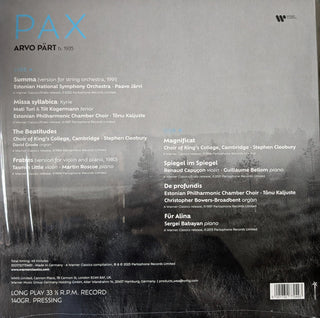 Arvo Pärt : Pax (LP, Comp, 140)