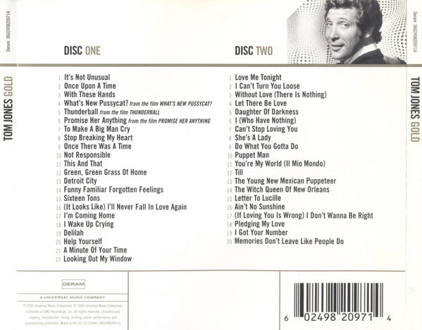 Tom Jones : Gold (2xCD, Comp, RM)