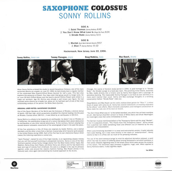 Sonny Rollins : Saxophone Colossus (LP, Album, Ltd, RE, RM, 180)