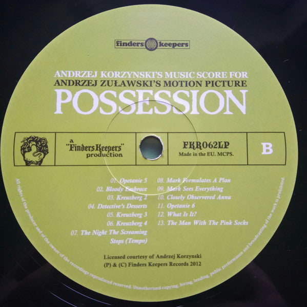 Andrzej Korzyński : Andrzej Korzyński's Music Score for Andrzej Zuławski's Motion Picture "Possession" (LP, Album)
