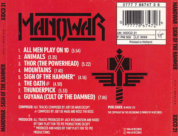 Manowar : Sign Of The Hammer (CD, Album, RE, RP)