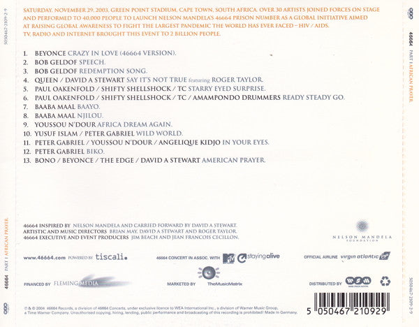 Various : 46664 - Part 1 African Prayer (CD, Album)