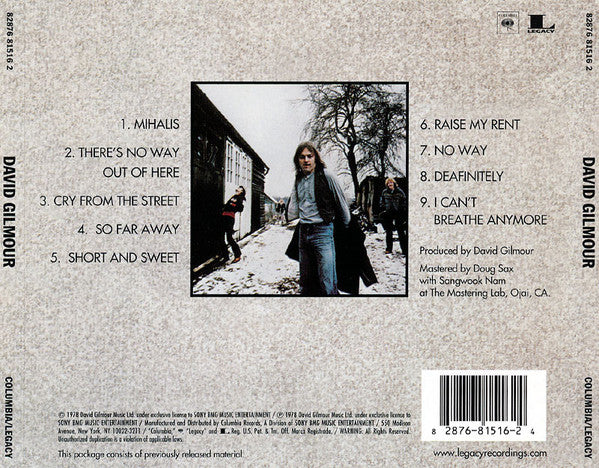 David Gilmour : David Gilmour (CD, Album, RE, RM)