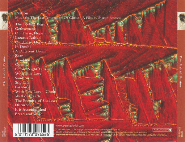 Peter Gabriel : Passion (CD, Album, RE, RM)