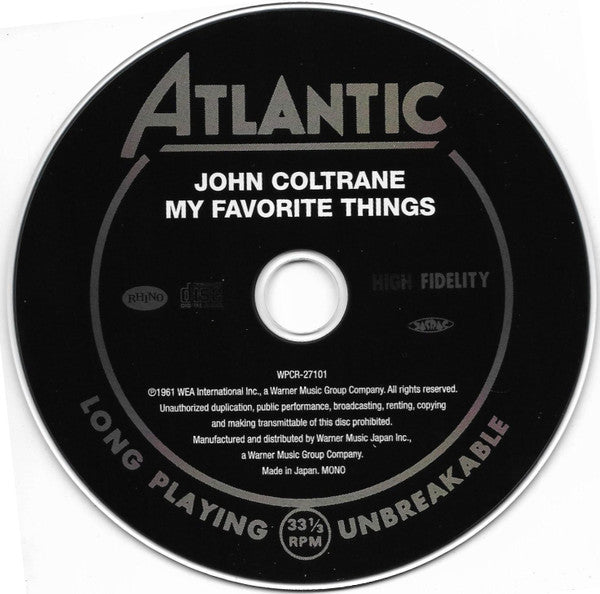 John Coltrane : My Favorite Things (CD, Album, Mono, Ltd, RE, RM)