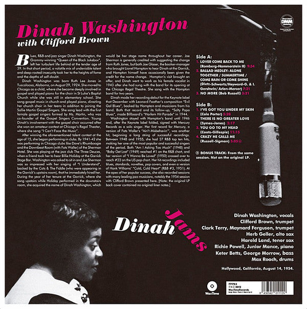 Dinah Washington : Dinah Jams (LP, Album, Ltd, RE, RM, 180)