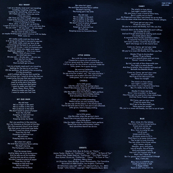 Joni Mitchell : Blue (LP, Album, RE, 180)