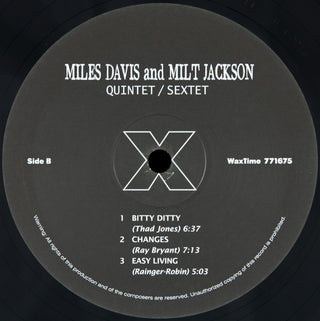 Miles Davis And Milt Jackson : Quintet / Sextet (LP, Album, Mono, RE, 180)
