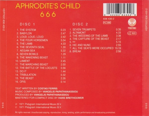 Aphrodite's Child : 666 (2xCD, Album, RE)
