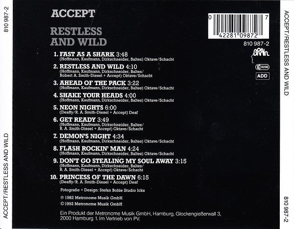 Accept : Restless And Wild (CD, Album, RE)