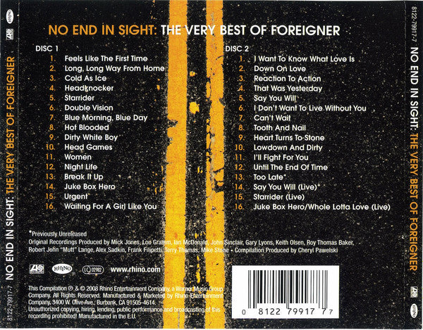 Foreigner : No End In Sight: The Very Best Of Foreigner (2xCD, Comp, RM)