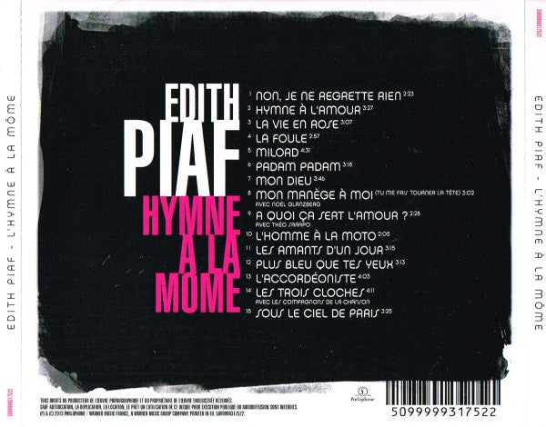 Edith Piaf : Hymne A La Môme (CD, Comp)