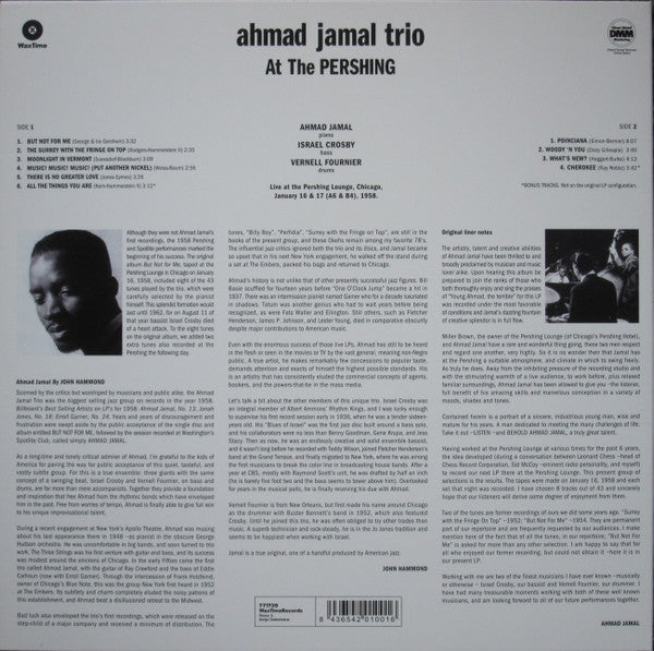 Ahmad Jamal Trio : Ahmad Jamal At The Pershing - But Not For Me (LP, Album, RE, RM, 180)