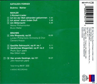 Kathleen Ferrier : Brahms - Mahler (CD, Comp, Mono, RM)