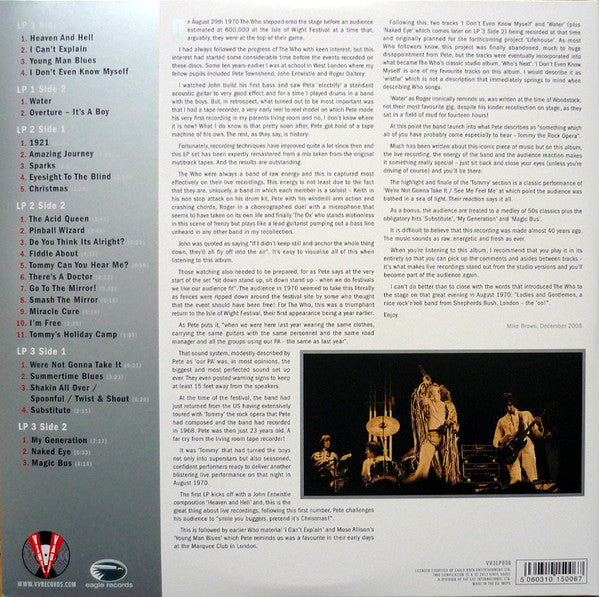 The Who : Live At The Isle Of Wight Festival 1970 (3xLP, Album, RE, Blu)