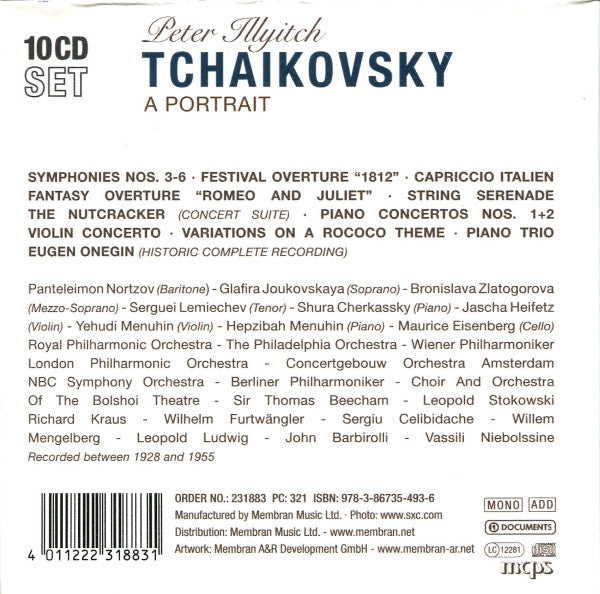 Pyotr Ilyich Tchaikovsky : A Portrait (10xCD, Comp, Mono + Box)