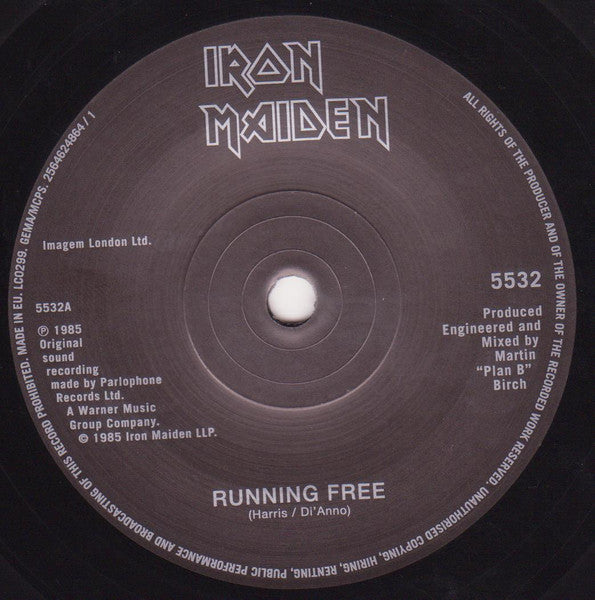 Iron Maiden : Running Free (7", Single, RE)