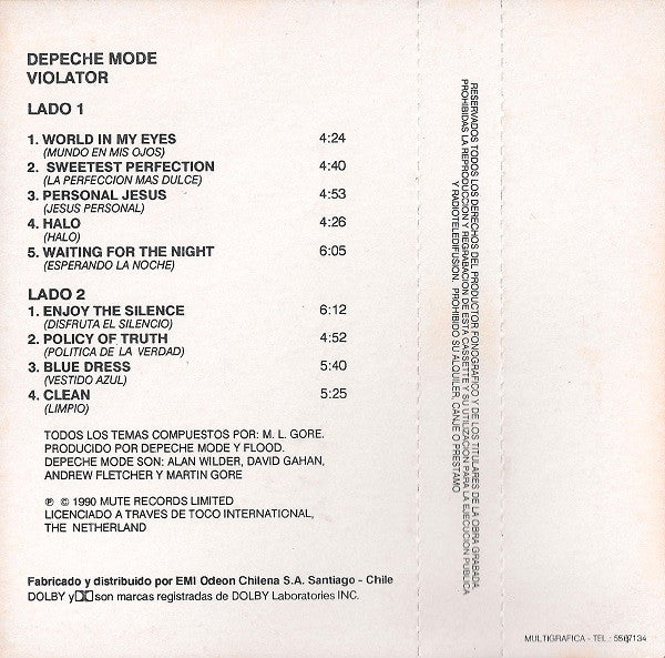 Depeche Mode : Violator (Cass, Album)
