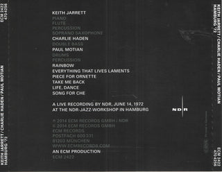Keith Jarrett / Charlie Haden / Paul Motian : Hamburg '72 (CD, Album)
