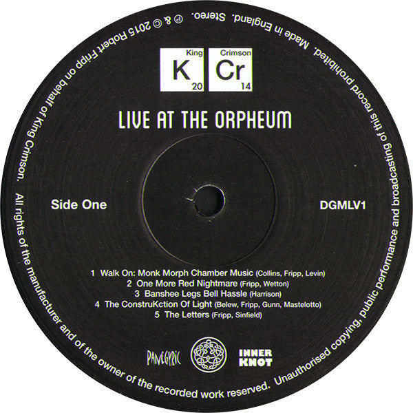 King Crimson : Live At The Orpheum (LP, Album, Ltd)