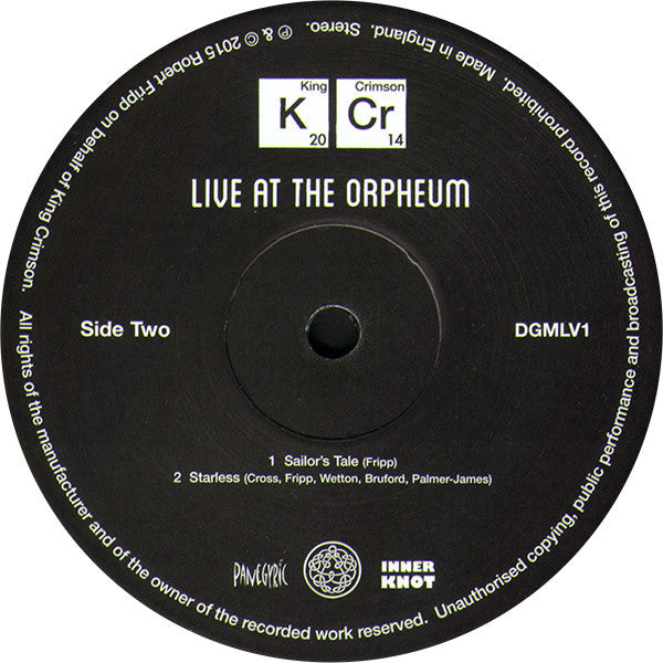 King Crimson : Live At The Orpheum (LP, Album, Ltd)