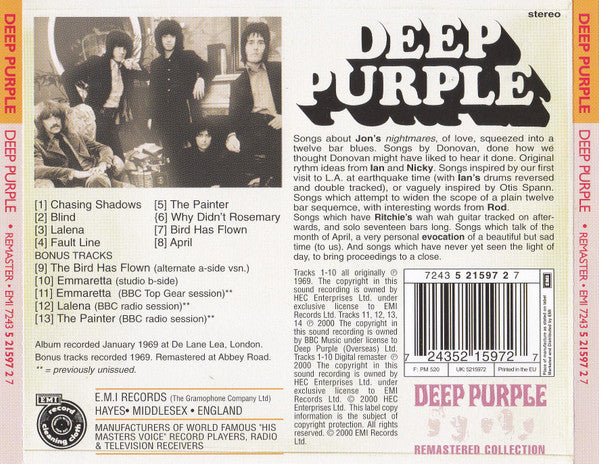 Deep Purple : Deep Purple (CD, Album, RE, RM)