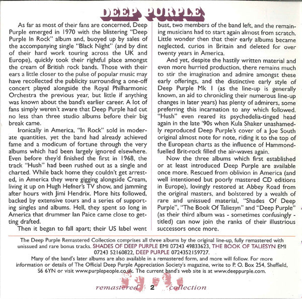 Deep Purple : Deep Purple (CD, Album, RE, RM)
