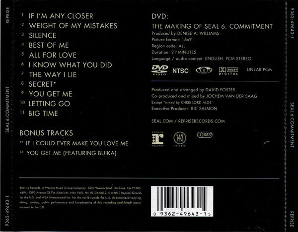 Seal : 6: Commitment (CD, Album + DVD-V, NTSC)