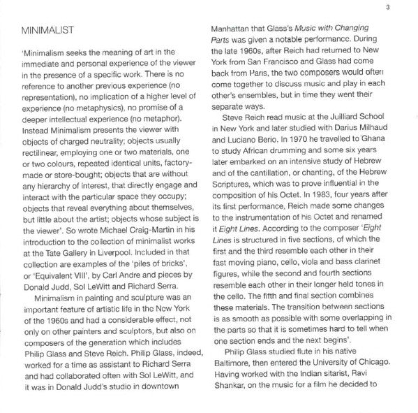 London Chamber Orchestra* ⋅ Adams* / Glass* / Reich* / Heath* : Minimalist (CD, Album)