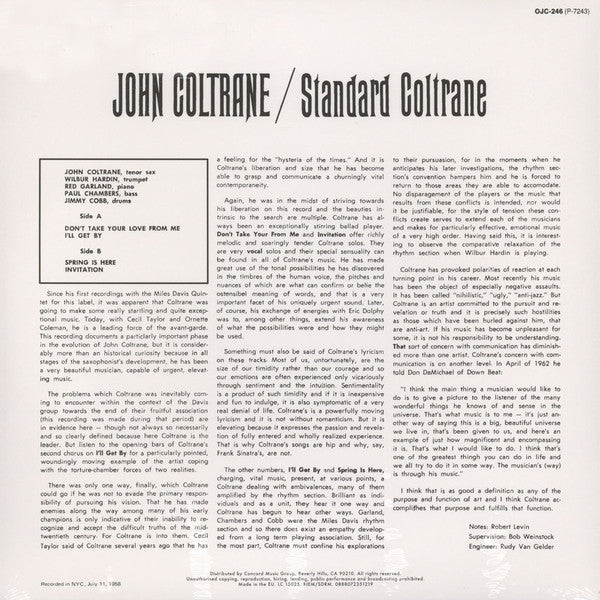 John Coltrane : Standard Coltrane (LP, Album, RE, 180)